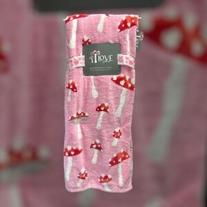 Pink Mushroom Throw Blanket